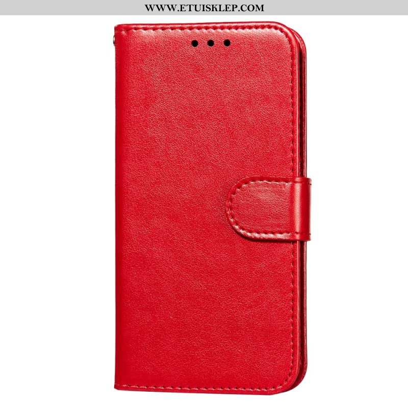 Etui Folio do Samsung Galaxy S22 5G z Łańcuch Pasek W Jednolitym Kolorze